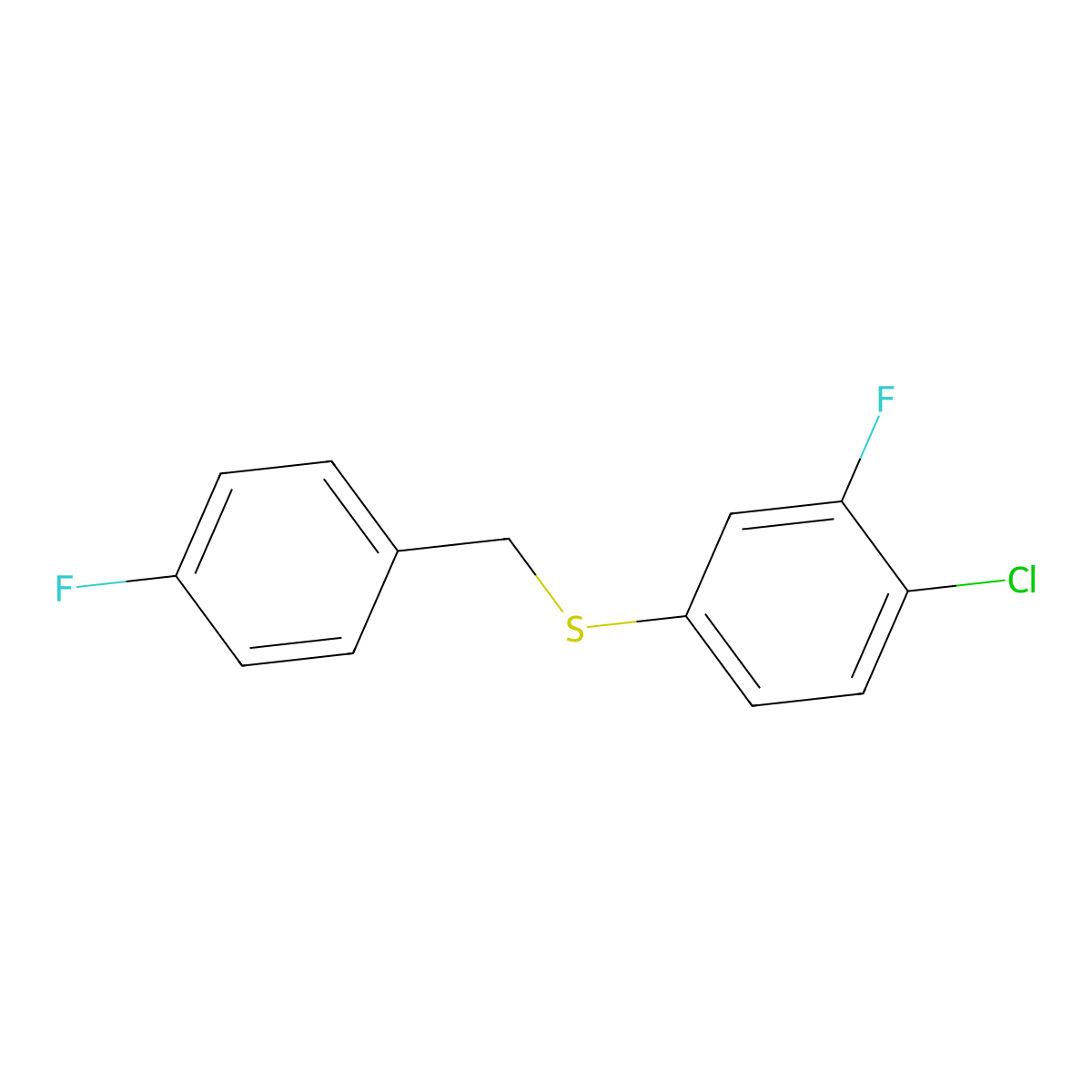 1-Fluoro-4-[(4-chloro-3-fluorophenyl)sulfanylmethyl]benzene molecular structure, CAS 1443353-01-2