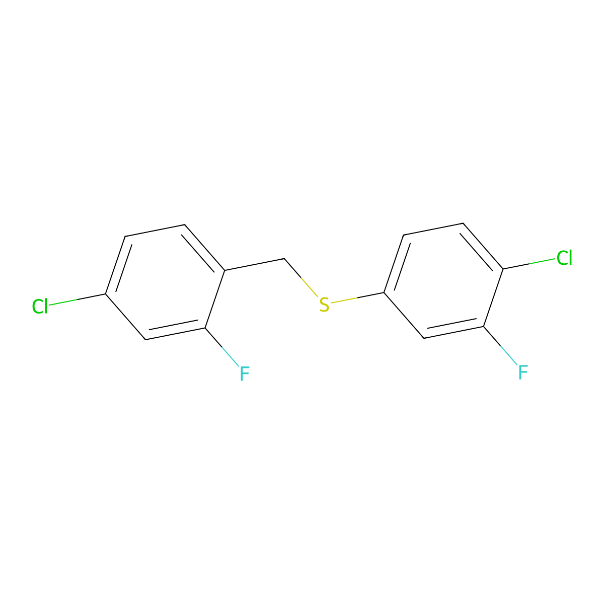 1-Chloro-3-fluoro-4-[(4-chloro-3-fluorophenyl)sulfanylmethyl]benzene molecular structure, CAS 1443353-03-4