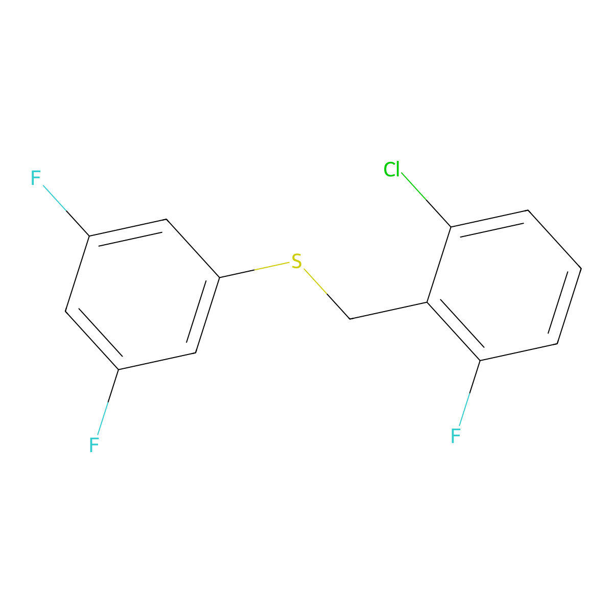 1-Chloro-3-fluoro-2-[(3,5-difluorophenyl)sulfanylmethyl]benzene molecular structure, CAS 1443353-32-9