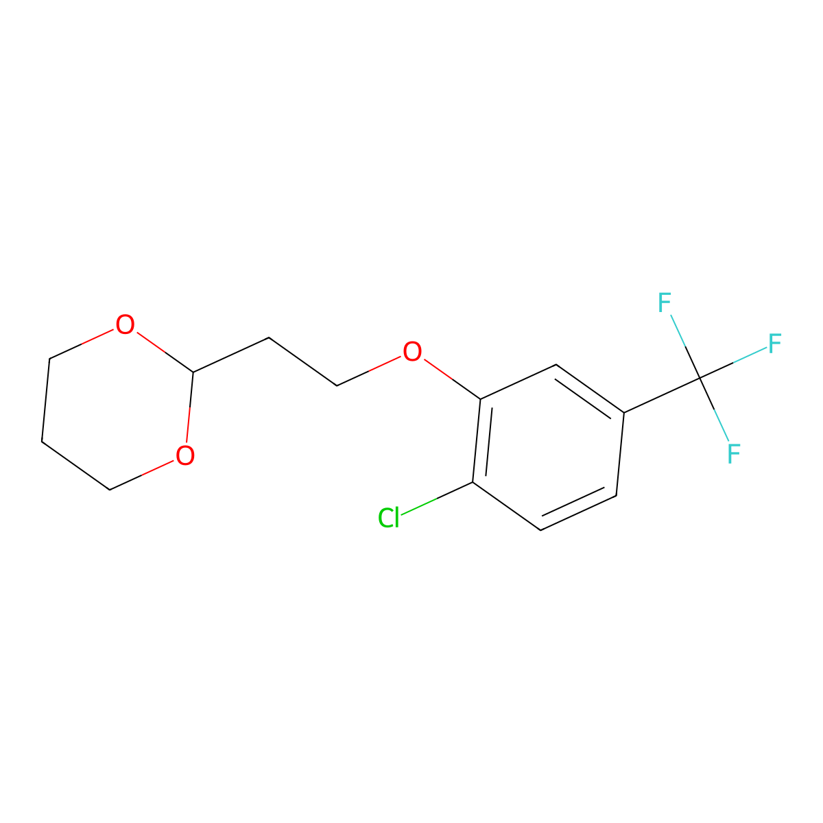 4-Chloro-3-[2-(1,3-dioxan-2-yl)ethoxy]benzotrifluoride molecular structure, CAS 1443353-49-8