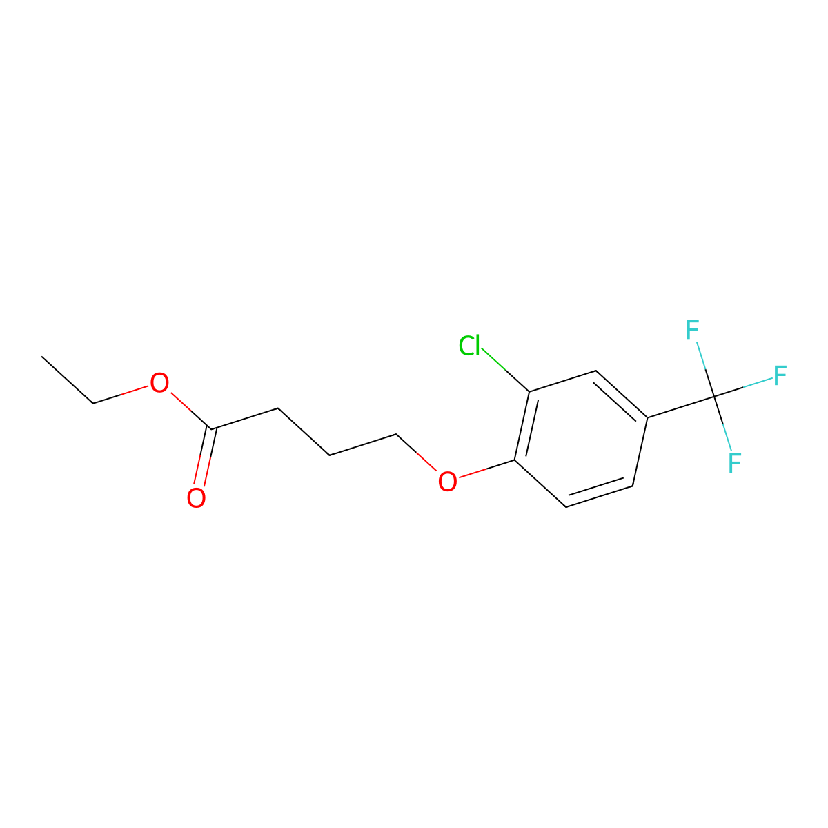 Ethyl 4-[2-chloro-4-(trifluoromethyl)-phenoxy]butanoate molecular structure, CAS 1443353-61-4