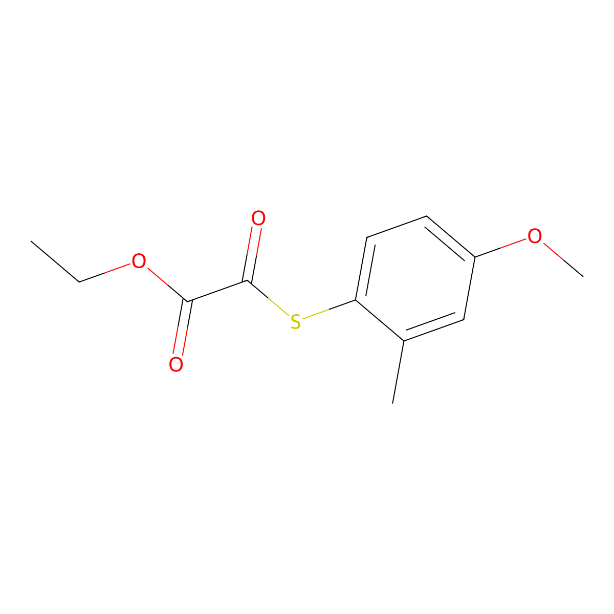 Ethyl 2-(4-methoxy-2-methylphenyl)sulfanyl-2-oxo-acetate molecular structure, CAS 1443353-64-7