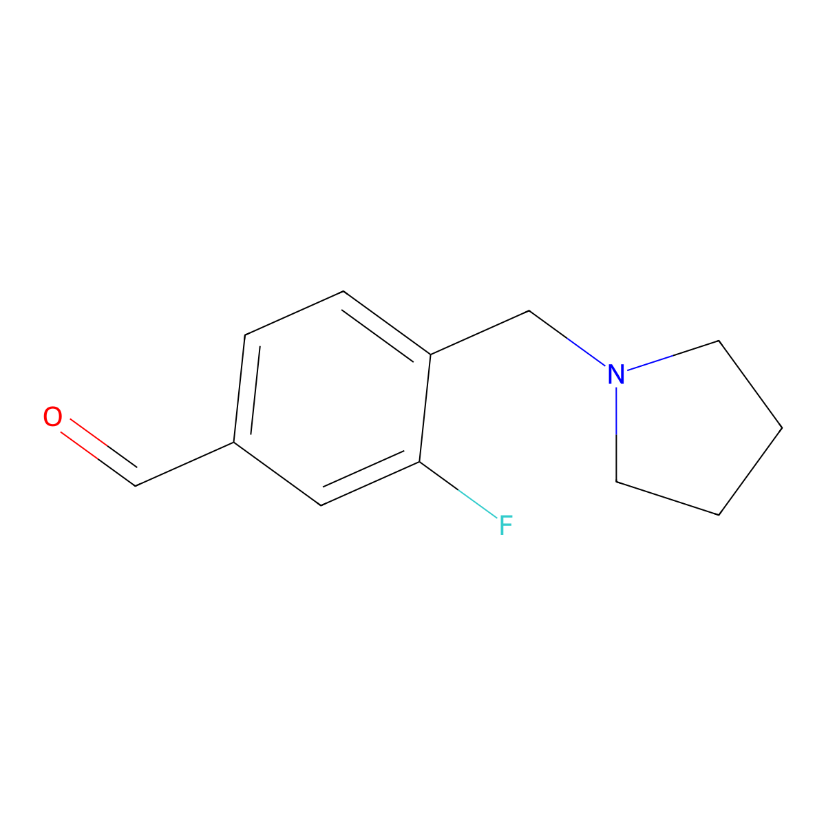 3-Fluoro-4-(pyrrolidin-1-ylmethyl)benzaldehyde molecular structure, CAS 1443353-89-6
