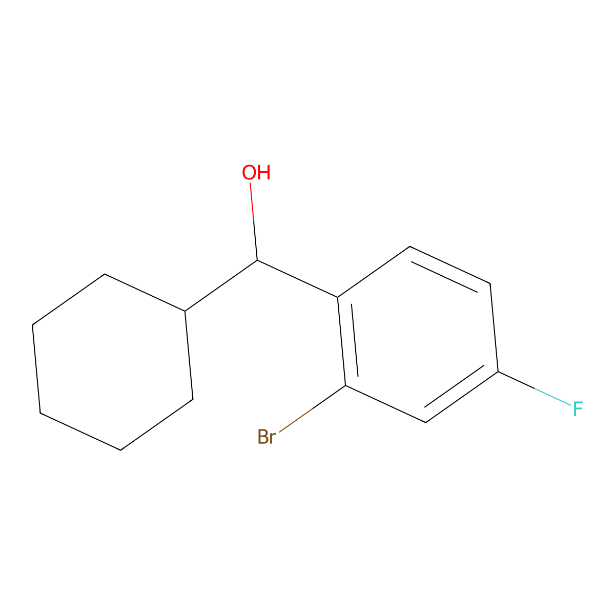 Cyclohexyl (2-bromo-4-fluorophenyl)methanol molecular structure, CAS 1443354-00-4