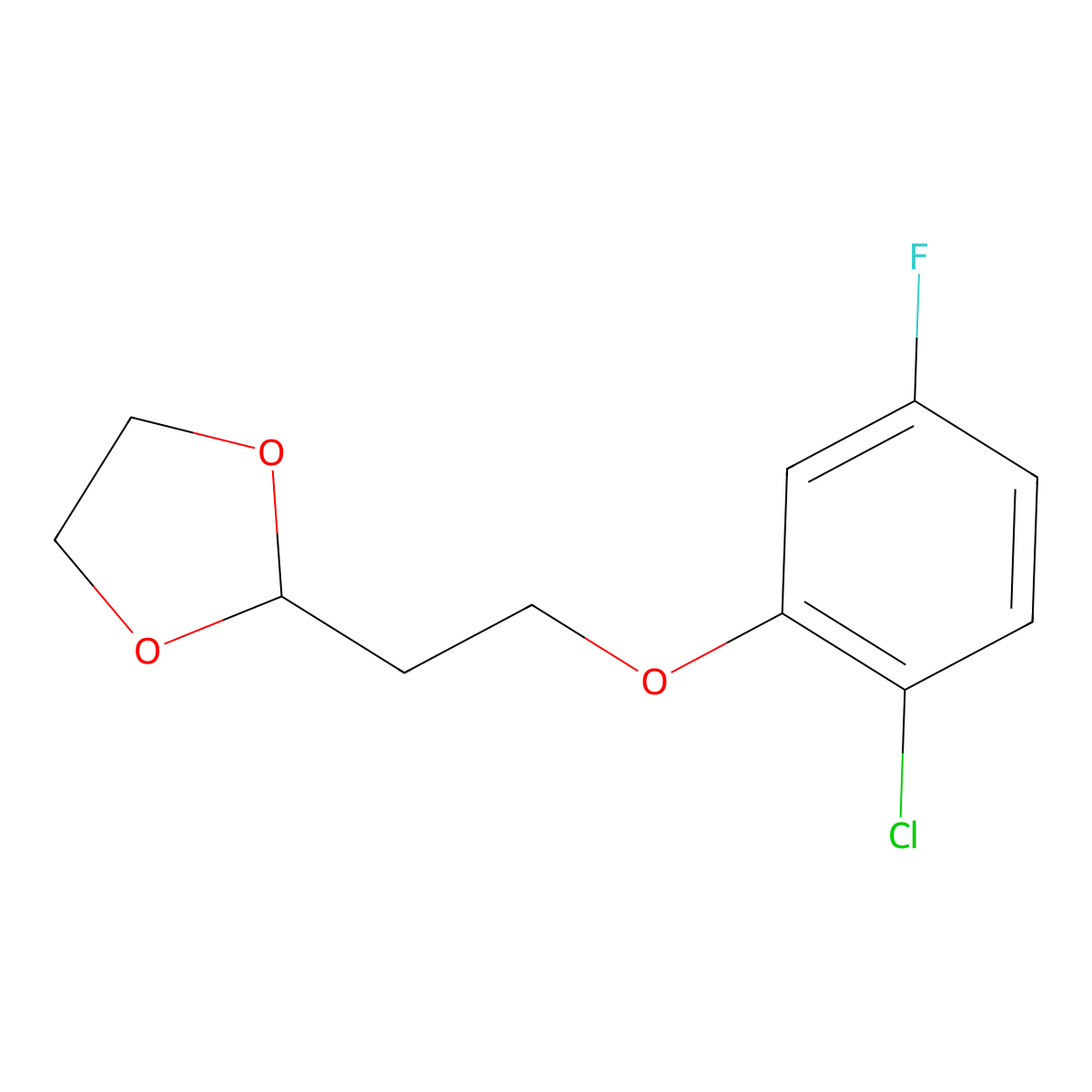 2-(2-(2-Chloro-5-fluorophenoxy)ethyl)-1,3-dioxolane molecular structure, CAS 1443354-09-3