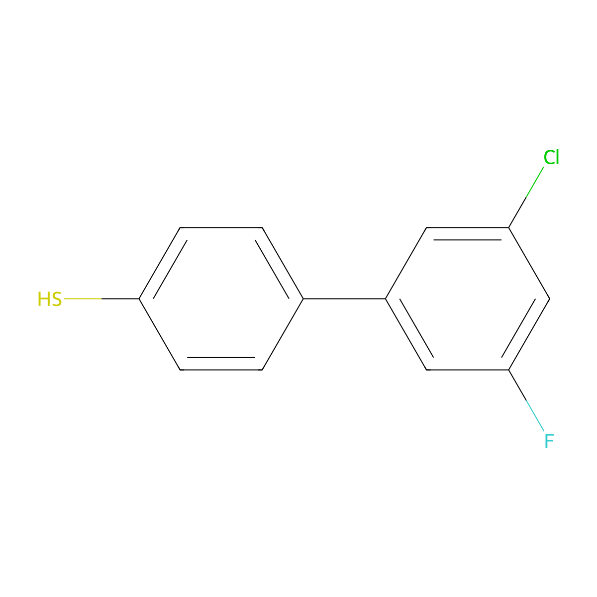 4-(3-Chloro-5-fluorophenyl)thiophenol molecular structure, CAS 1443354-10-6
