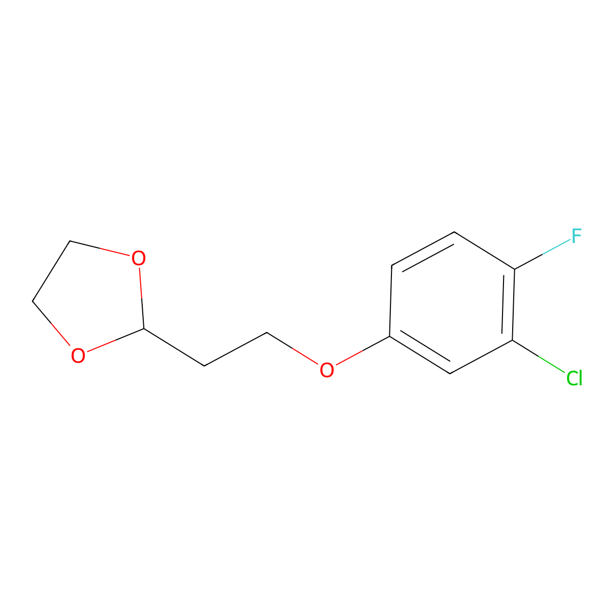2-(2-(3-Chloro-4-fluorophenoxy)ethyl)-1,3-dioxolane molecular structure, CAS 1443354-15-1