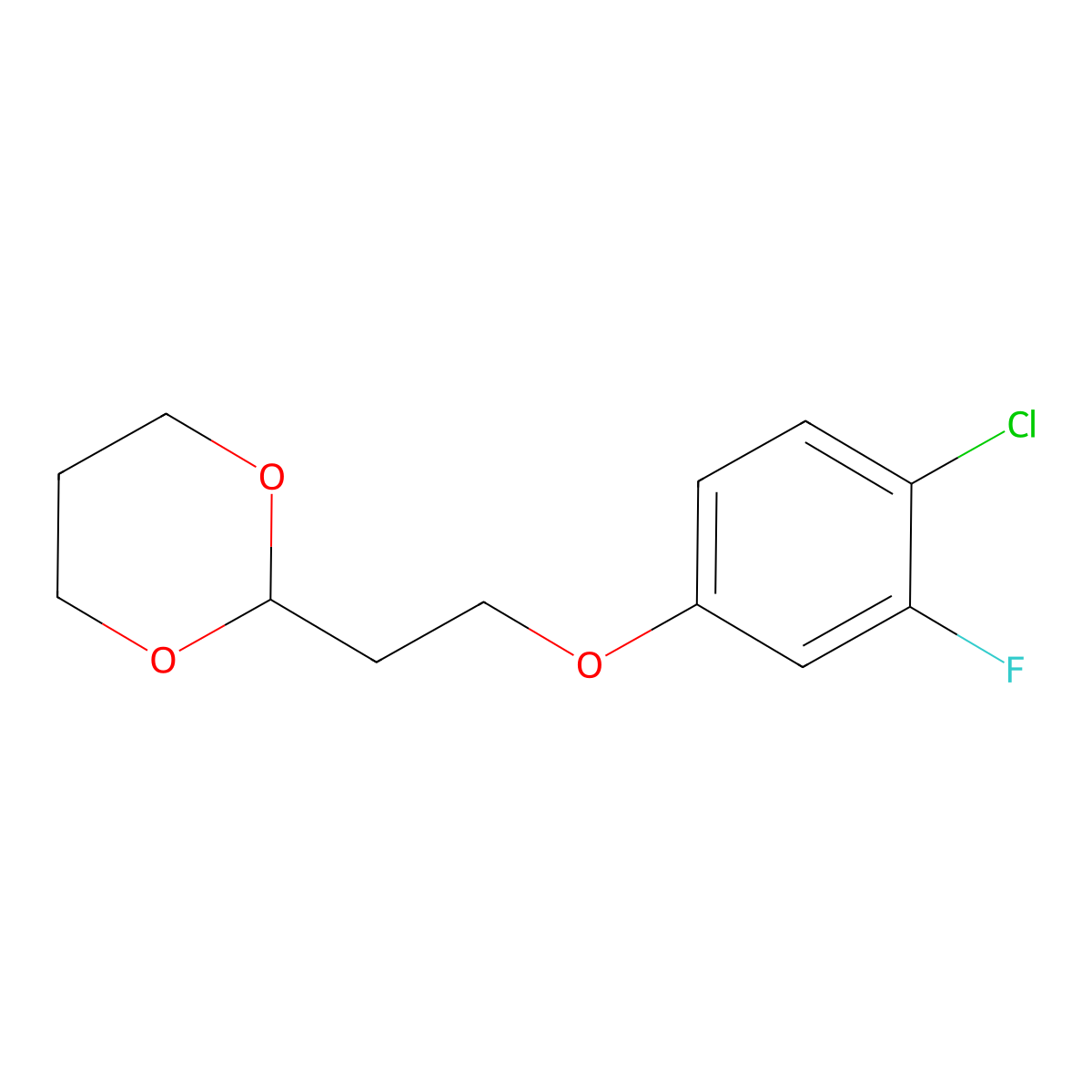 2-[2-(4-Chloro-3-fluoro-phenoxy)ethyl]-1,3-dioxane molecular structure, CAS 1443354-21-9
