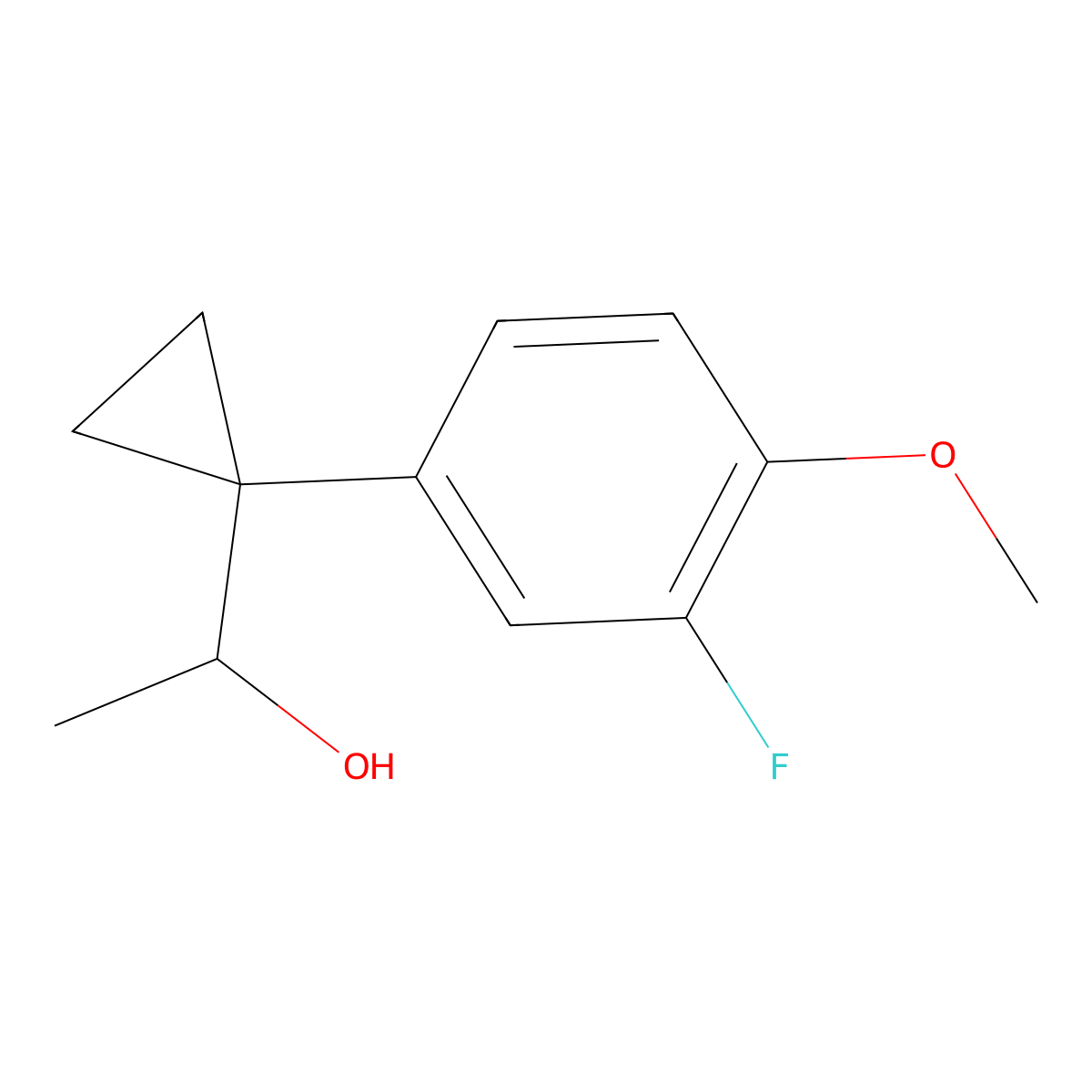 1-[1-(3-Fluoro-4-methoxyphenyl)cyclopropyl]ethan-1-ol molecular structure, CAS 1443354-24-2