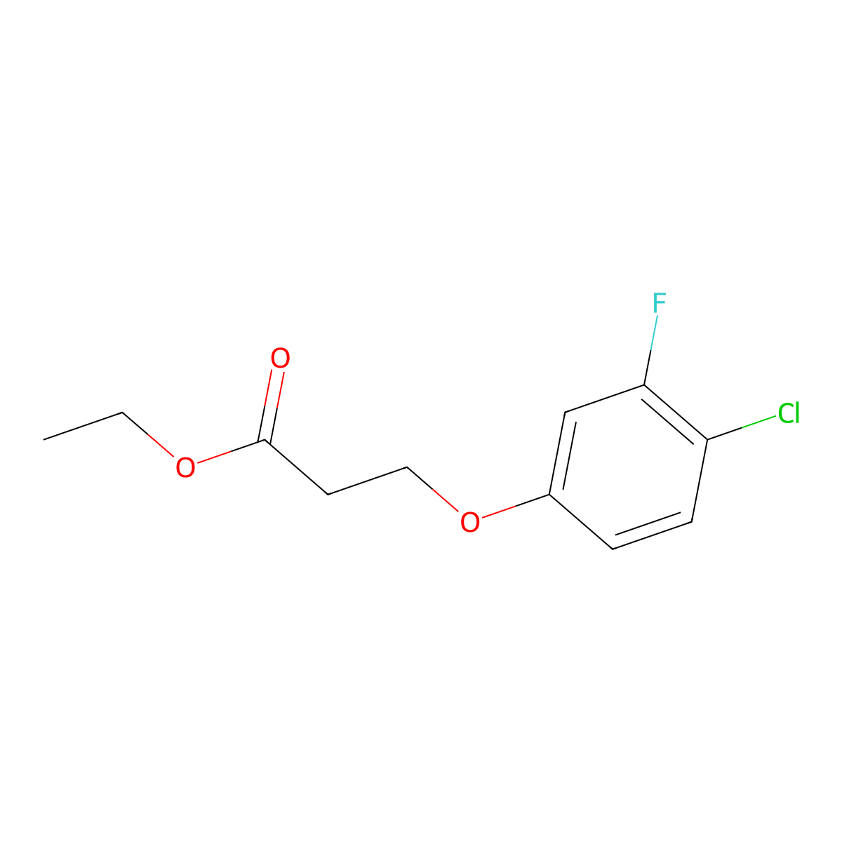 Ethyl 3-(4-chloro-3-fluoro-phenoxy)propanoate molecular structure, CAS 1443354-26-4