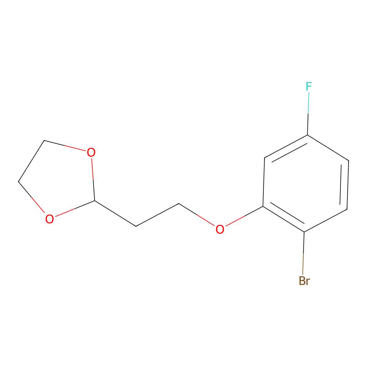 2-(2-(2-Bromo-5-fluorophenoxy)ethyl)-1,3-dioxolane molecular structure, CAS 1443354-28-6