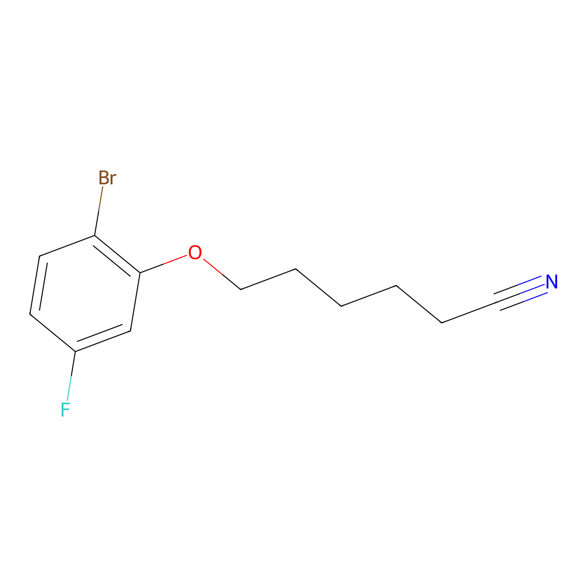 6-(2-Bromo-5-fluoro-phenoxy)hexanenitrile molecular structure, CAS 1443354-33-3