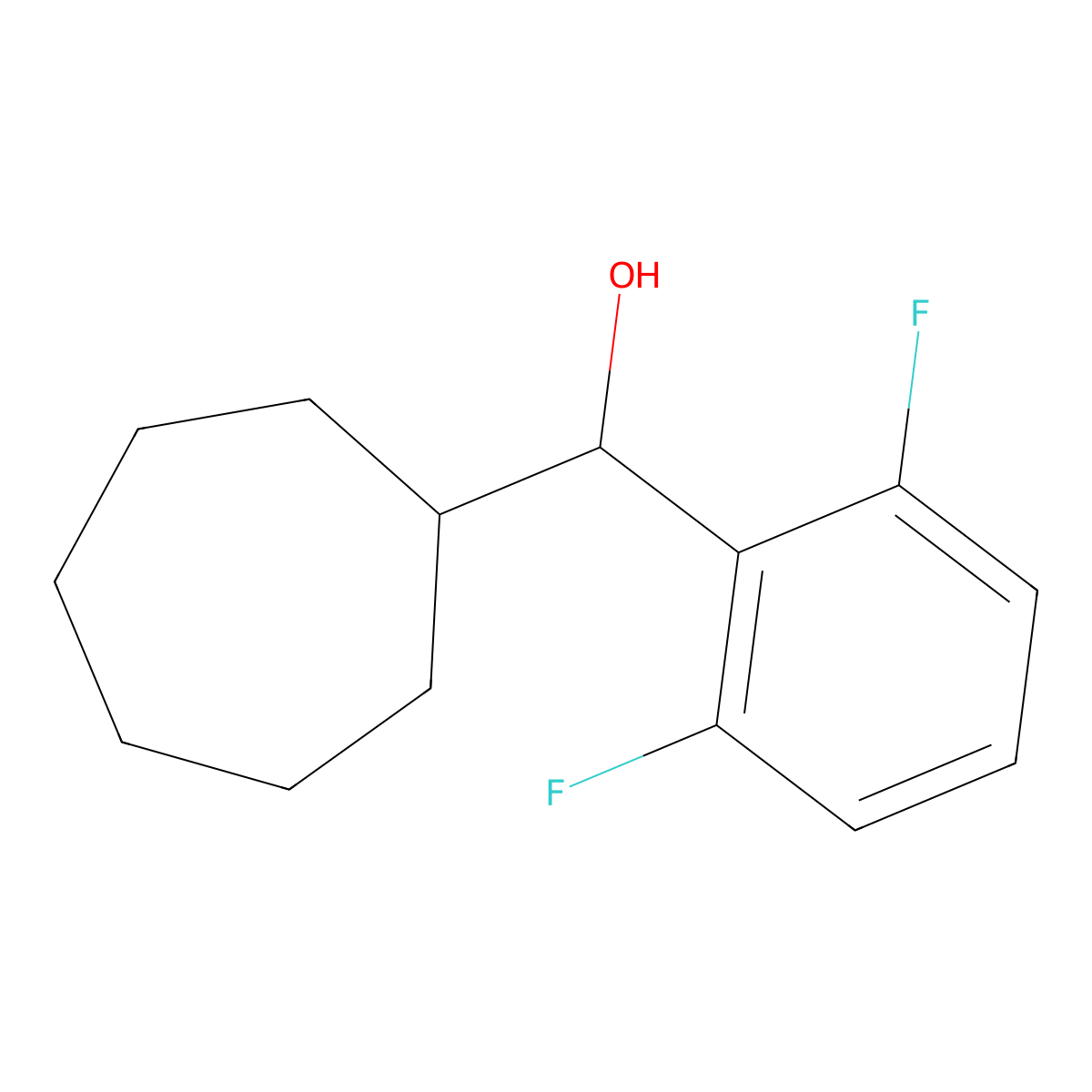 Cycloheptyl (2,6-difluorophenyl)methanol molecular structure, CAS 1443354-35-5