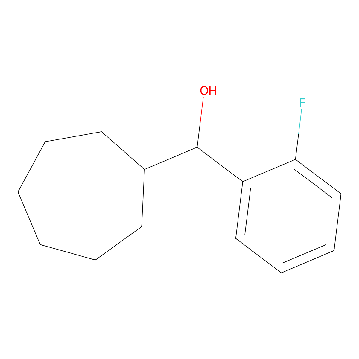 Cycloheptyl (2-fluorophenyl)methanol molecular structure, CAS 1443354-37-7