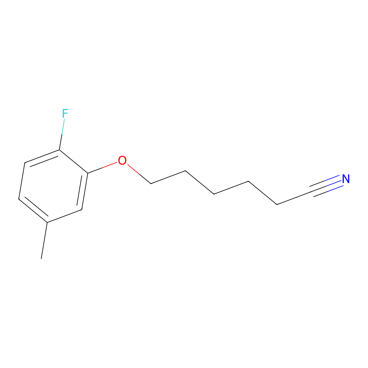 6-(2-Fluoro-5-methyl-phenoxy)hexanenitrile molecular structure, CAS 1443354-39-9