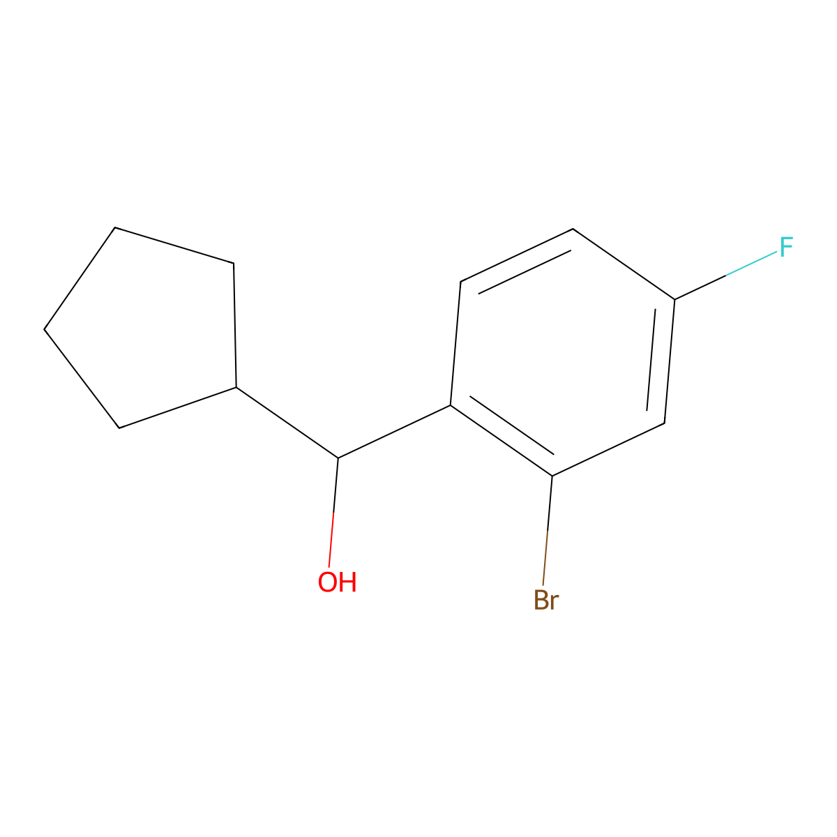Cyclopentyl (2-bromo-4-fluorophenyl)methanol molecular structure, CAS 1443354-40-2