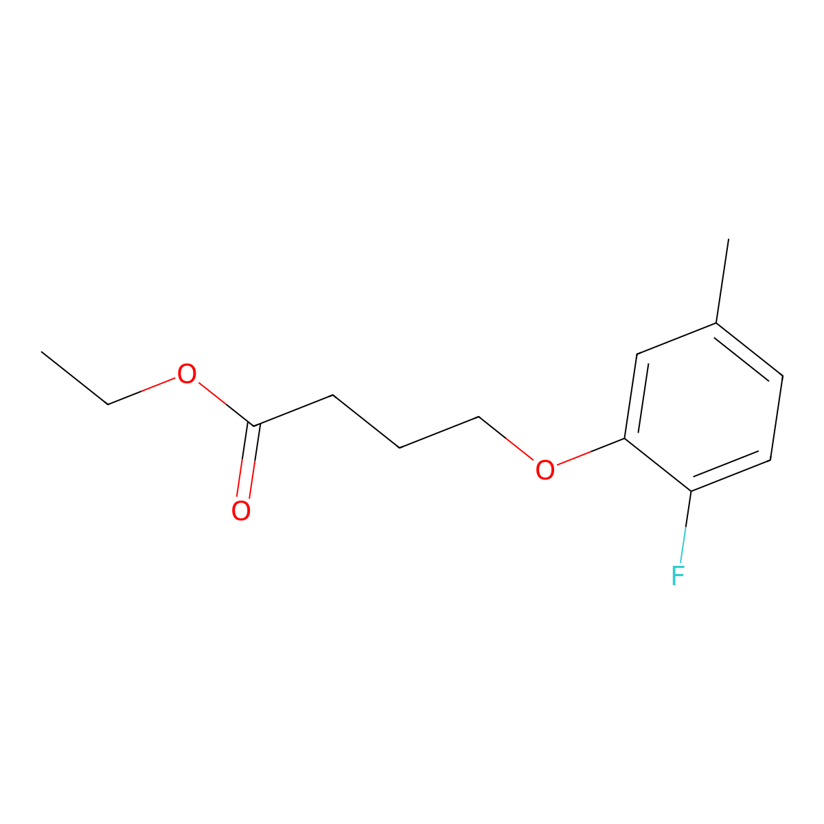 Ethyl 4-(2-fluoro-5-methyl-phenoxy)butanoate molecular structure, CAS 1443354-44-6