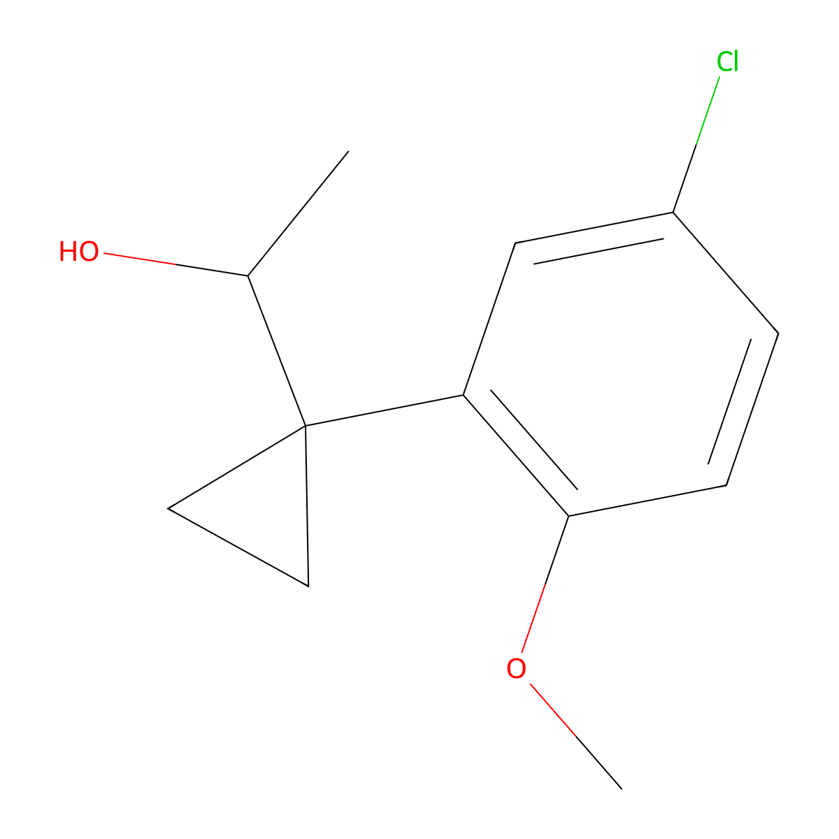 1-[1-(5-Chloro-2-methoxyphenyl)cyclopropyl]ethan-1-ol molecular structure, CAS 1443354-48-0
