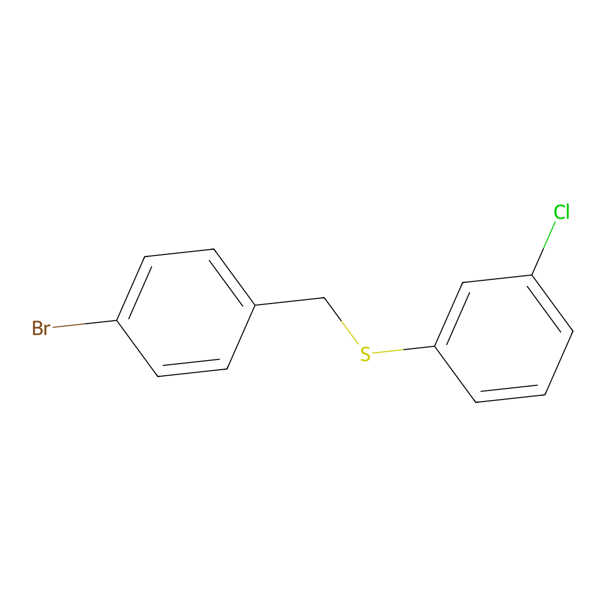 1-Bromo-4-[(3-chlorophenyl)sulfanylmethyl]benzene molecular structure, CAS 1443354-52-6
