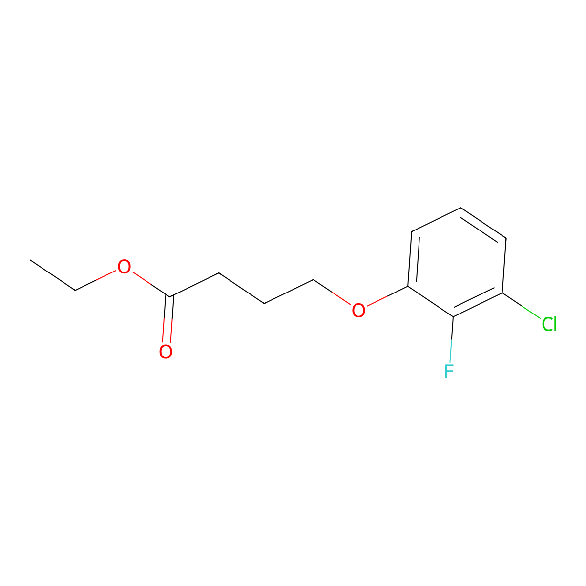 Ethyl 4-(3-chloro-2-fluoro-phenoxy)butanoate molecular structure, CAS 1443354-53-7