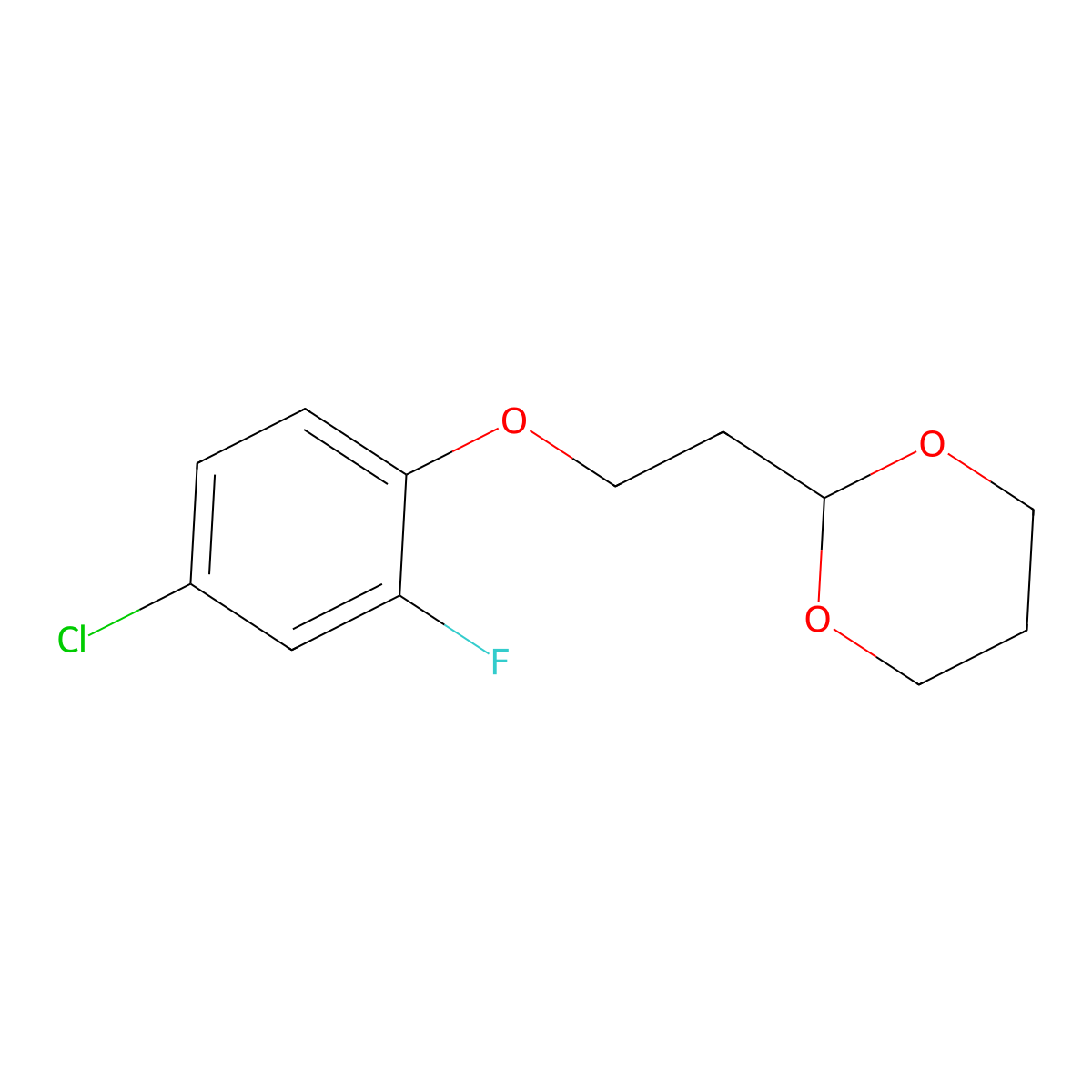 2-[2-(4-Chloro-2-fluoro-phenoxy)ethyl]-1,3-dioxane molecular structure, CAS 1443354-56-0