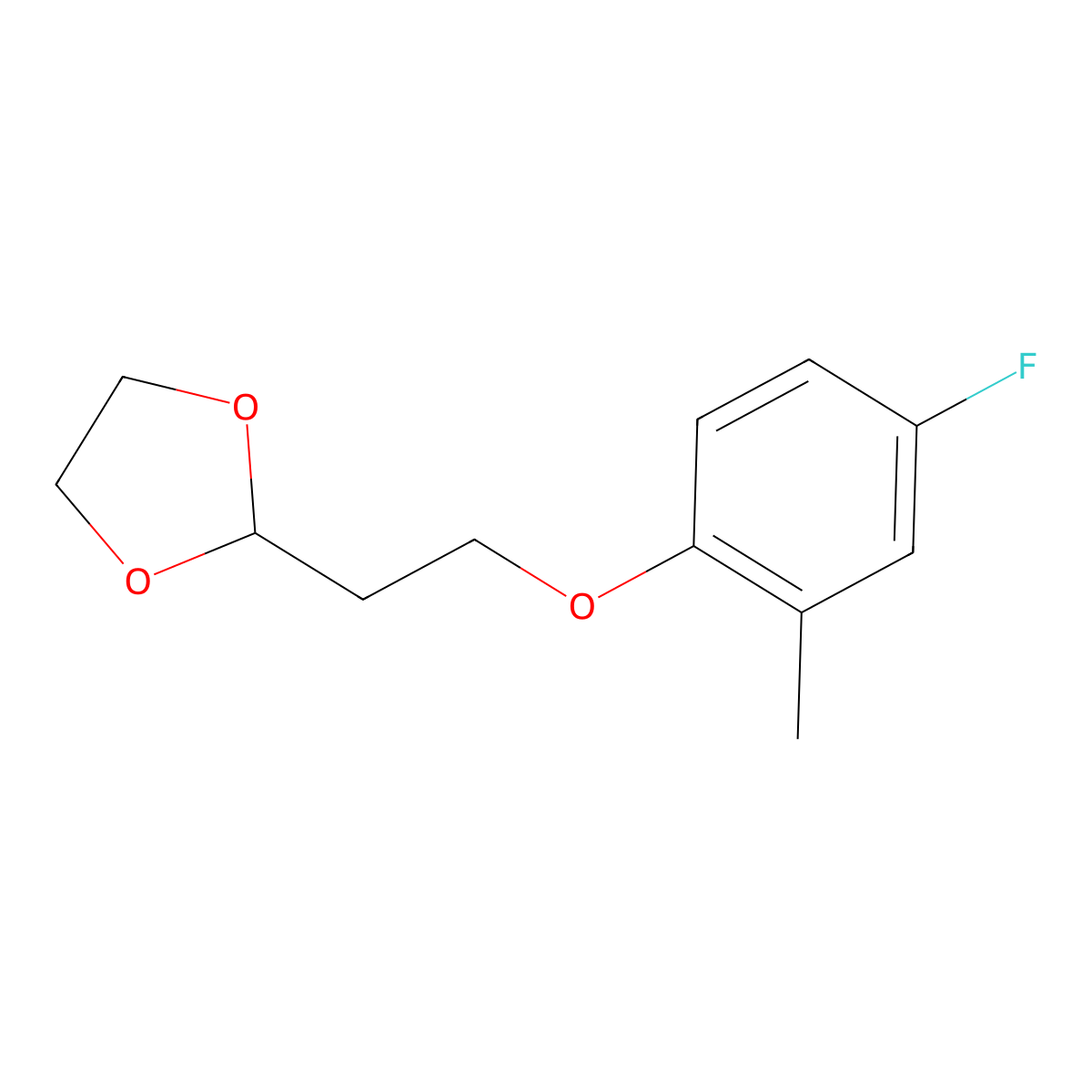 2-(2-(4-Fluoro-2-methylphenoxy)ethyl)-1,3-dioxolane molecular structure, CAS 1443354-57-1