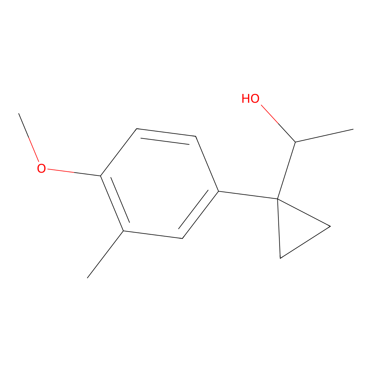 1-[1-(4-Methoxy-3-methylphenyl)cyclopropyl]ethan-1-ol molecular structure, CAS 1443354-62-8