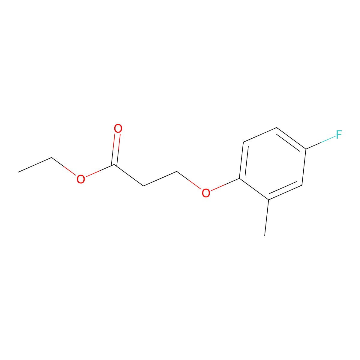 Ethyl 3-(4-fluoro-2-methyl-phenoxy)propanoate molecular structure, CAS 1443354-63-9