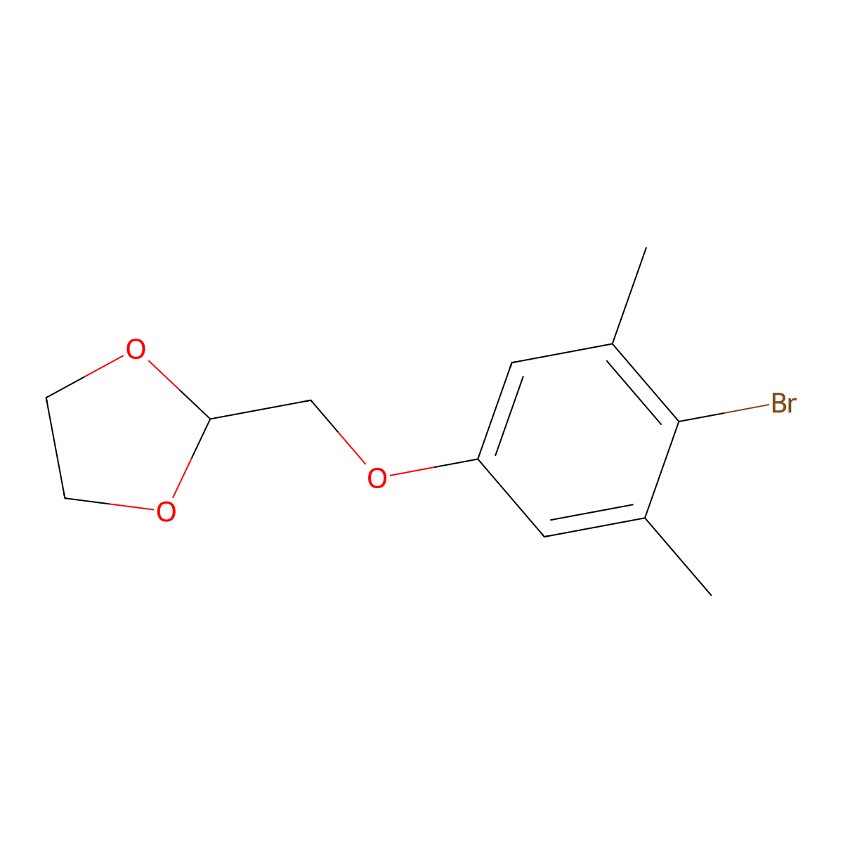 2-(4-Bromo-3,5-dimethyl-phenoxy)methyl-1,3-dioxolane molecular structure, CAS 1443354-66-2