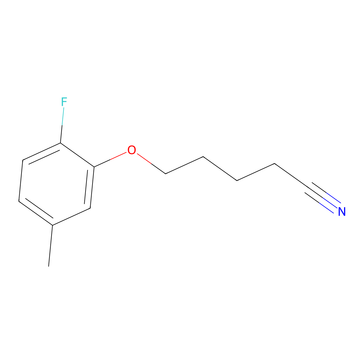 5-(2-Fluoro-5-methyl-phenoxy)pentanenitrile molecular structure, CAS 1443354-68-4