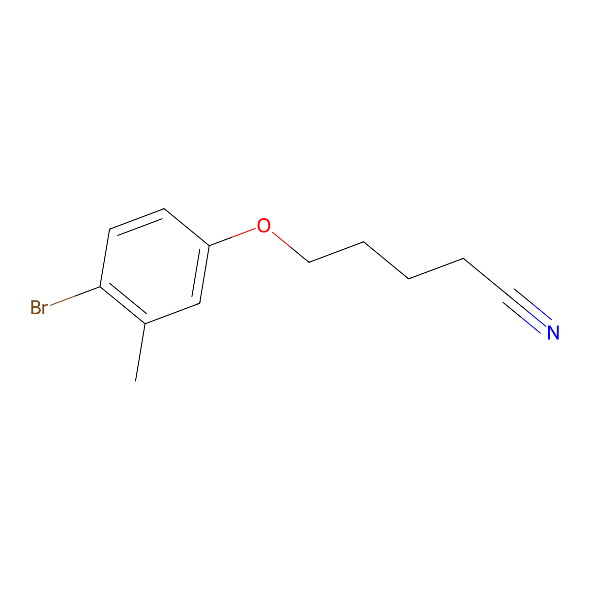5-(4-Bromo-3-methyl-phenoxy)pentanenitrile molecular structure, CAS 1443354-70-8