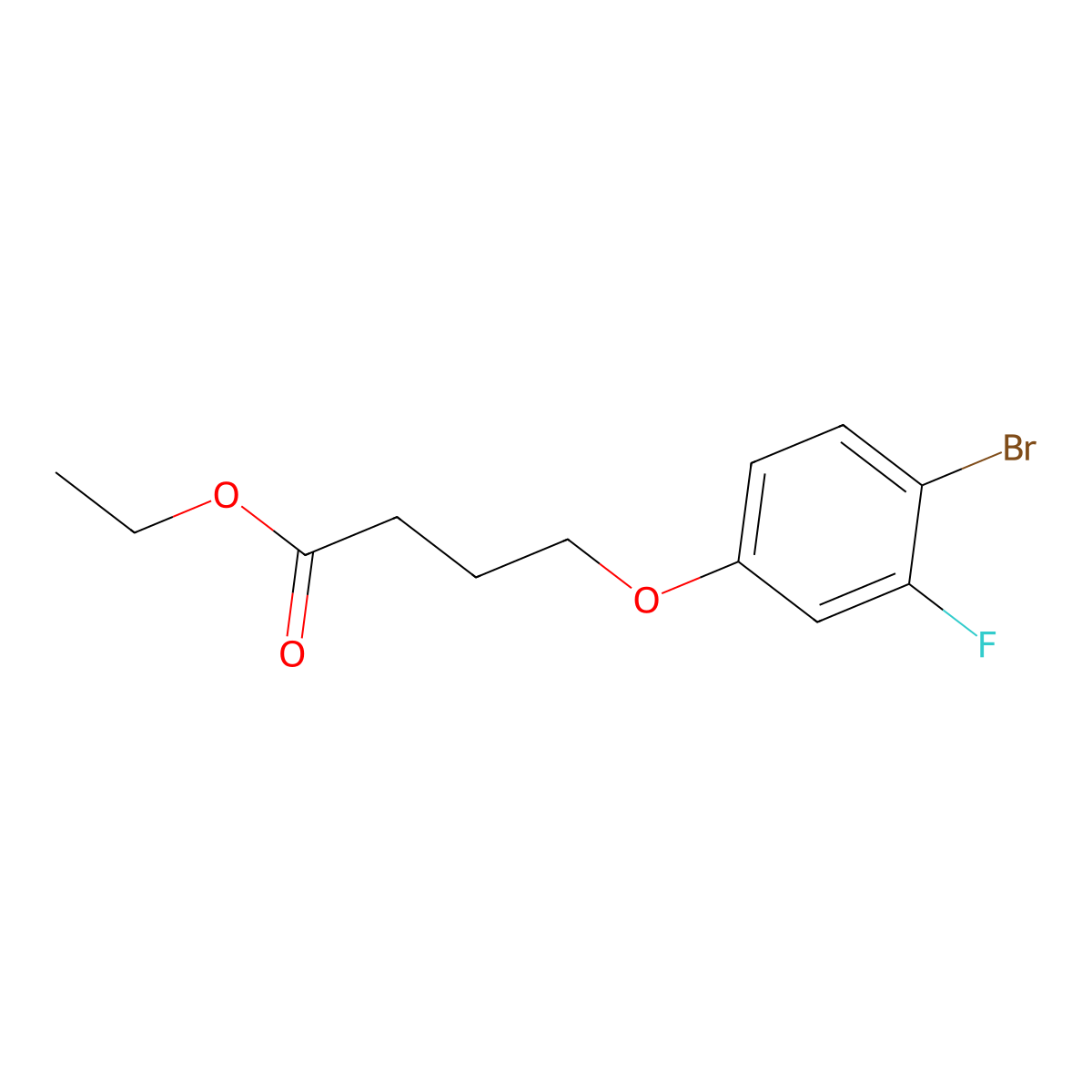 Ethyl 4-(4-bromo-3-fluoro-phenoxy)butanoate molecular structure, CAS 1443354-83-3