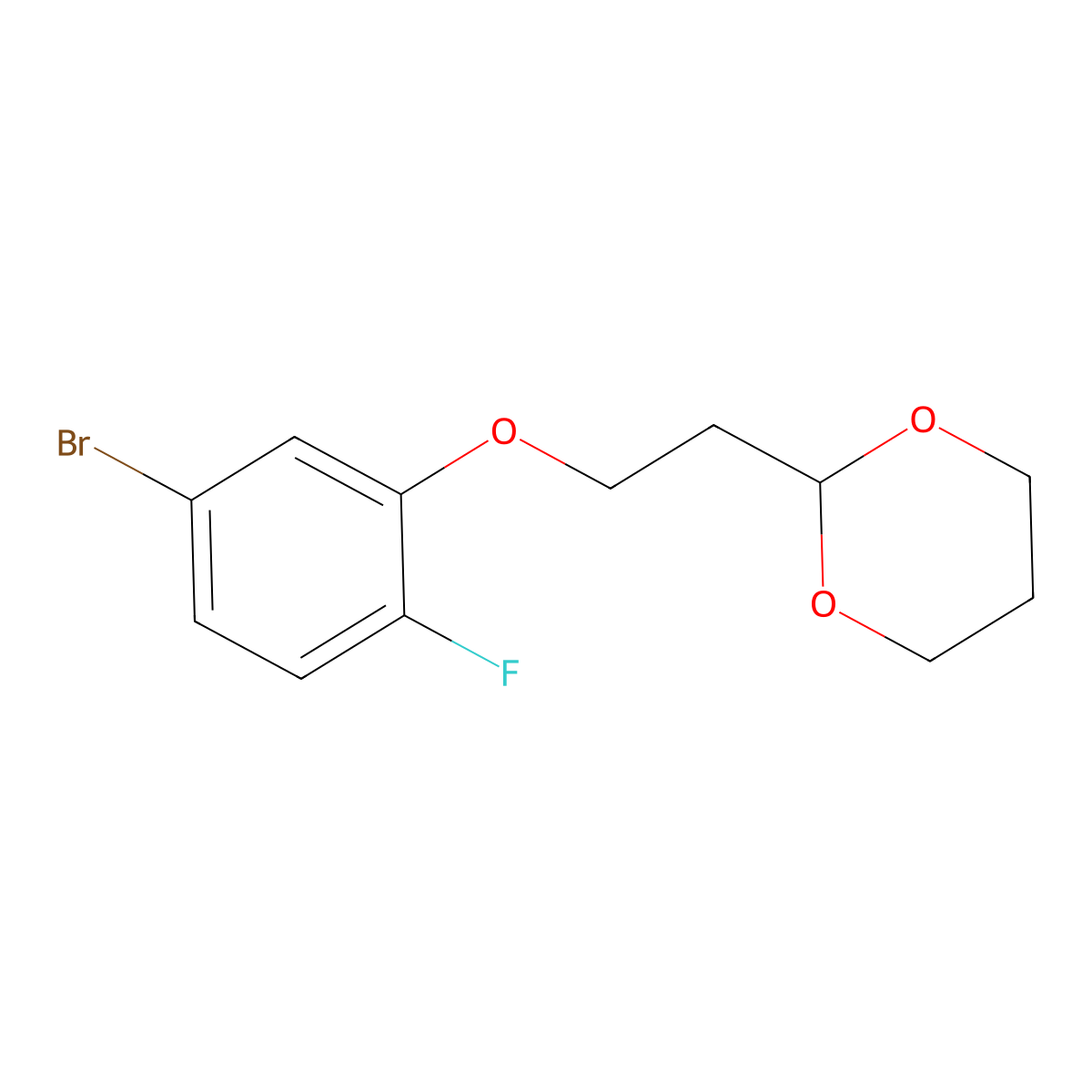 2-[2-(3-Bromo-6-fluoro-phenoxy)ethyl]-1,3-dioxane molecular structure, CAS 1443354-87-7