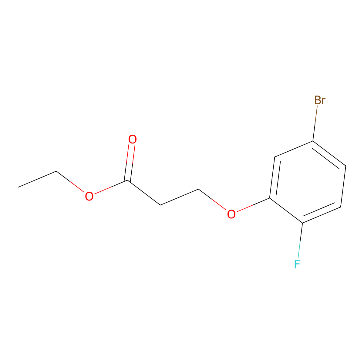 Ethyl 3-(3-bromo-6-fluoro-phenoxy)propanoate molecular structure, CAS 1443354-94-6