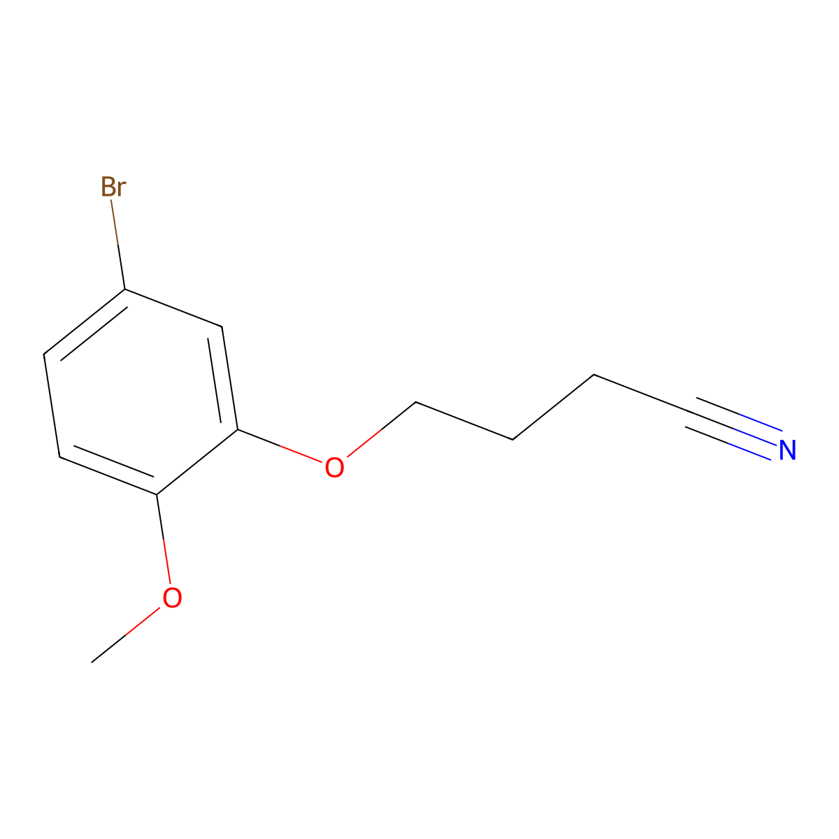 4-(3-Bromo-6-methoxy-phenoxy)butanenitrile molecular structure, CAS 1443355-14-3