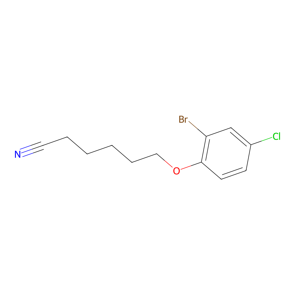 6-(2-Bromo-4-chloro-phenoxy)hexanenitrile molecular structure, CAS 1443355-16-5