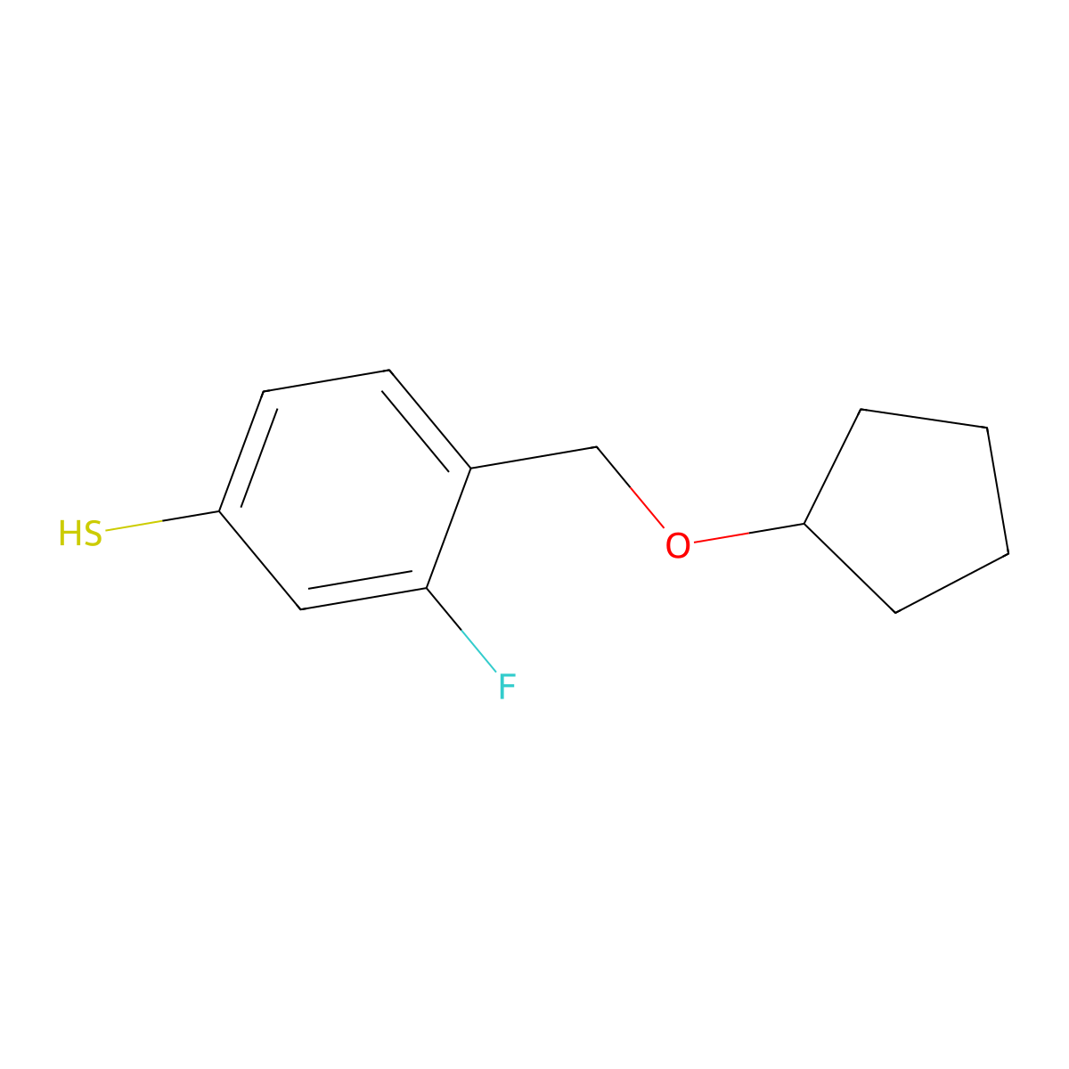 4-[(Cyclopentyloxy)methyl]-3-fluorothiophenol molecular structure, CAS 1443355-32-5