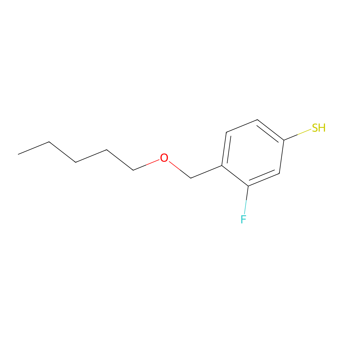 3-Fluoro-4-[(n-pentyloxy)methyl]thiophenol molecular structure, CAS 1443355-33-6