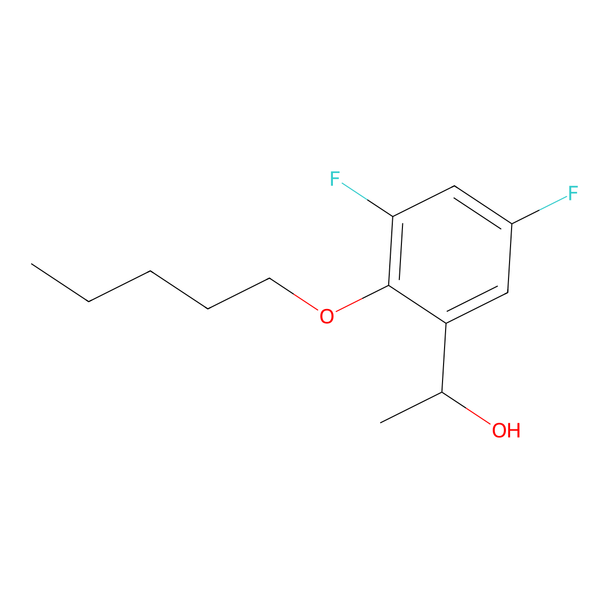 1-(3,5-Difluoro-2-(pentyloxy)phenyl)ethanol molecular structure, CAS 1443355-59-6
