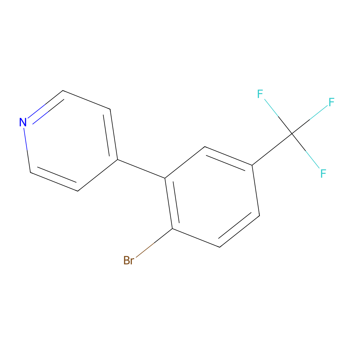 4-(2-Bromo-5-(trifluoromethyl)phenyl)pyridine molecular structure, CAS 1443376-52-0