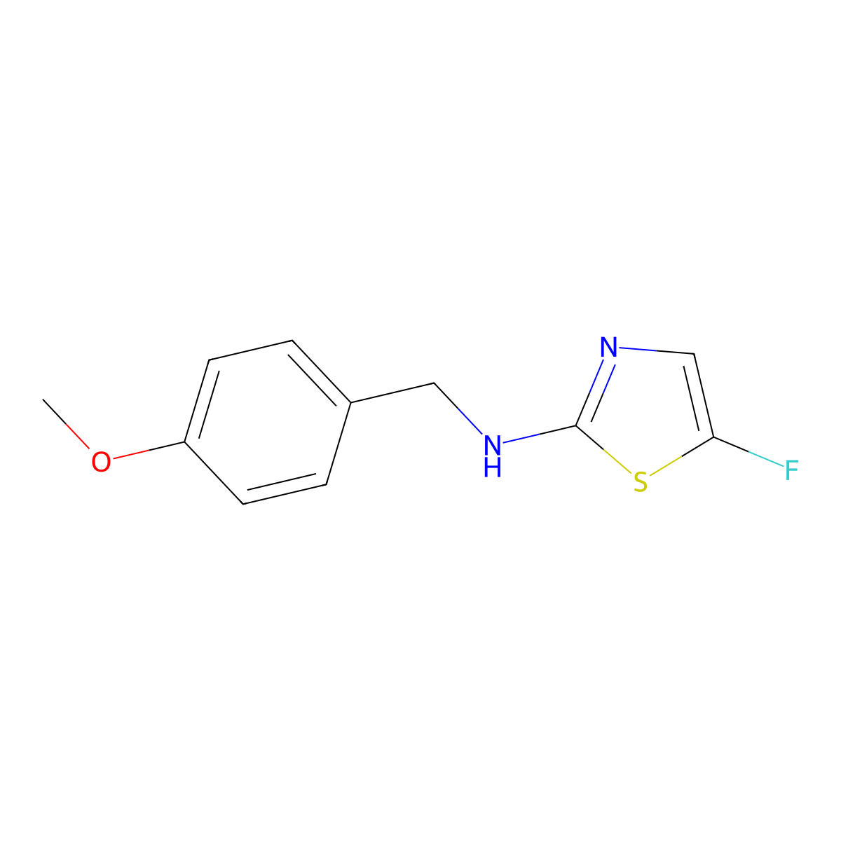 5-fluoro-N-(4-methoxybenzyl)thiazol-2-amine molecular structure, CAS 1443377-39-6