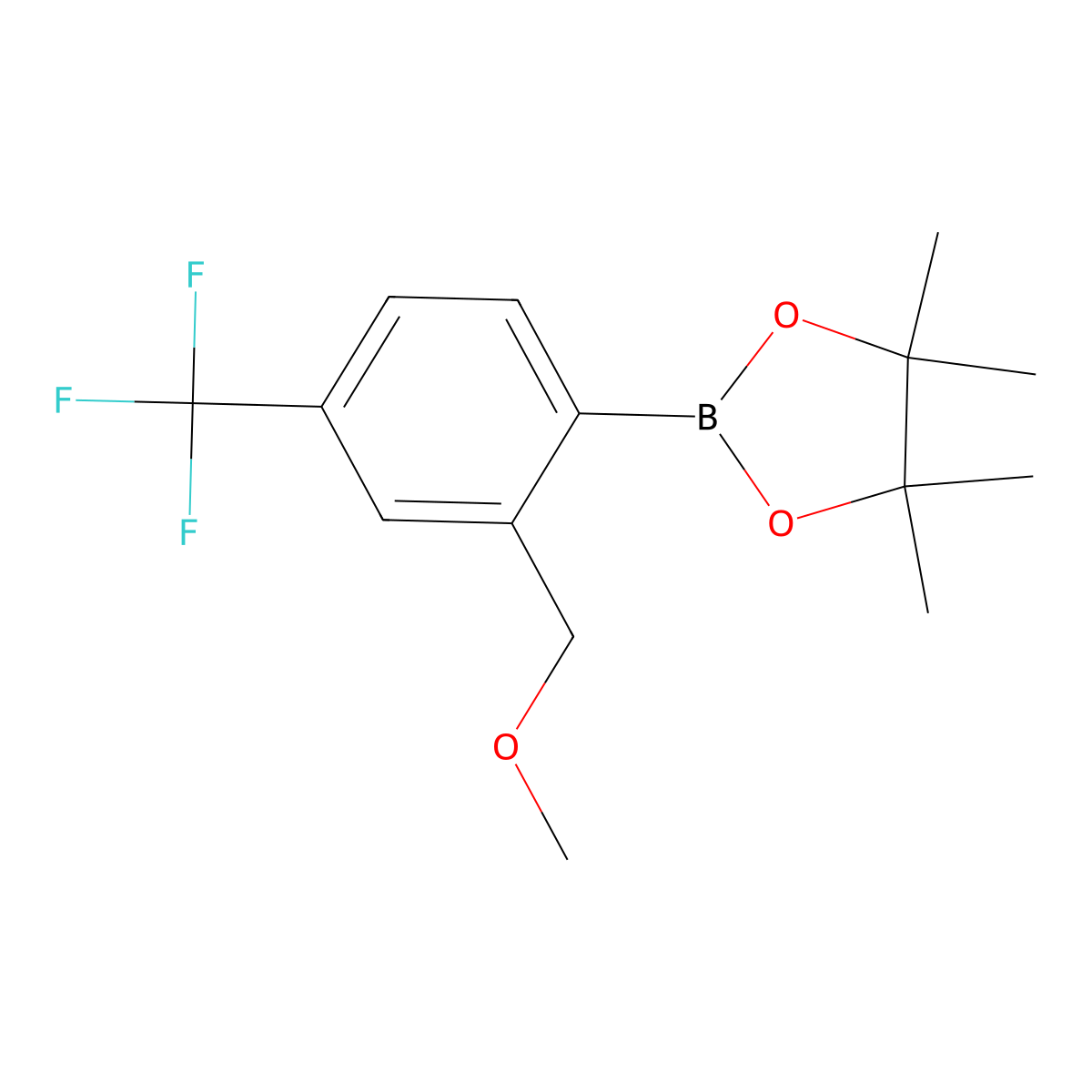 2-(2-(Methoxymethyl)-4-(trifluoromethyl)phenyl)-4,4,5,5-tetramethyl-1,3,2-dioxaborolane molecular structure, CAS 1443377-58-9