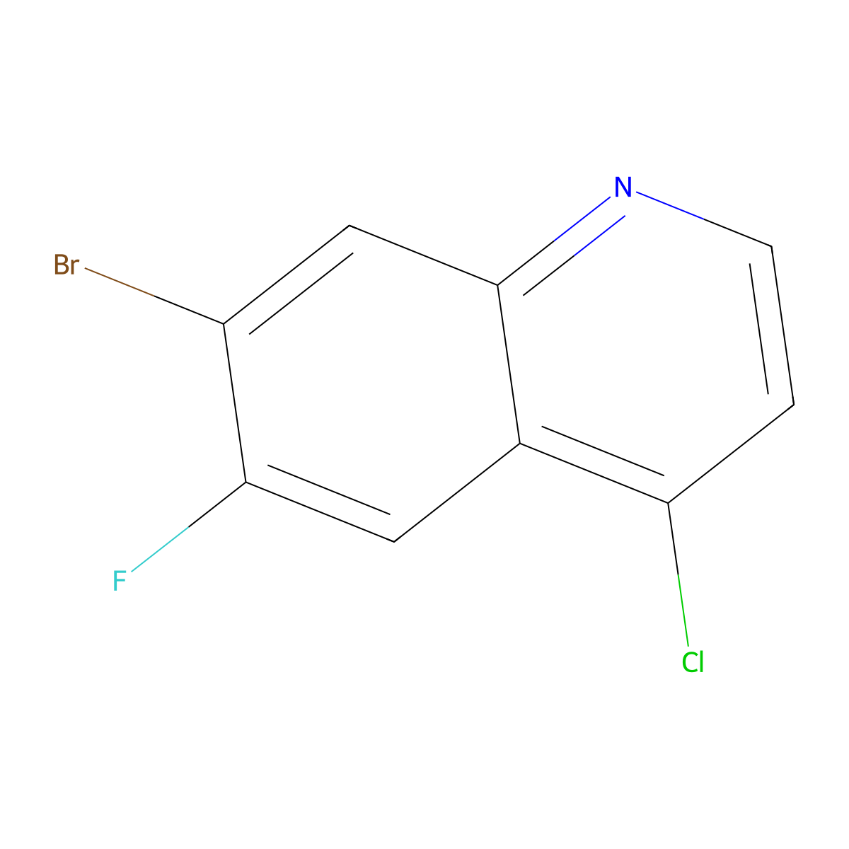 7-Bromo-4-chloro-6-fluoroquinoline molecular structure, CAS 1443378-60-6