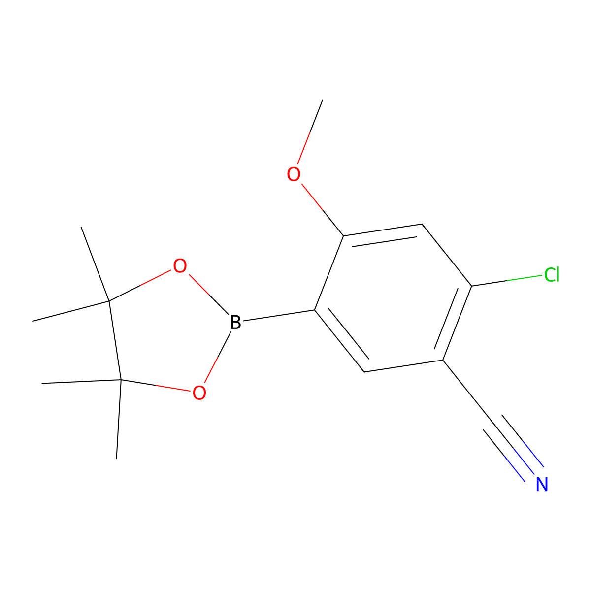 2-Chloro-4-methoxy-5-(4,4,5,5-tetramethyl-1,3,2-dioxaborolan-2-YL)benzonitrile molecular structure, CAS 1443378-94-6