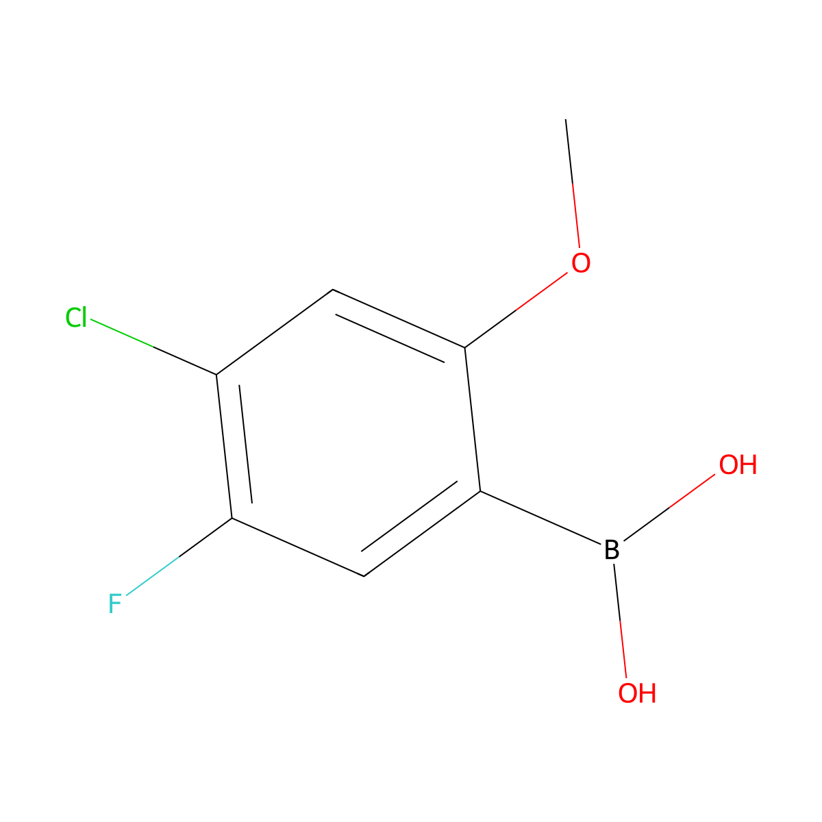 (4-Chloro-5-fluoro-2-methoxyphenyl)boronic acid molecular structure, CAS 1443379-11-0