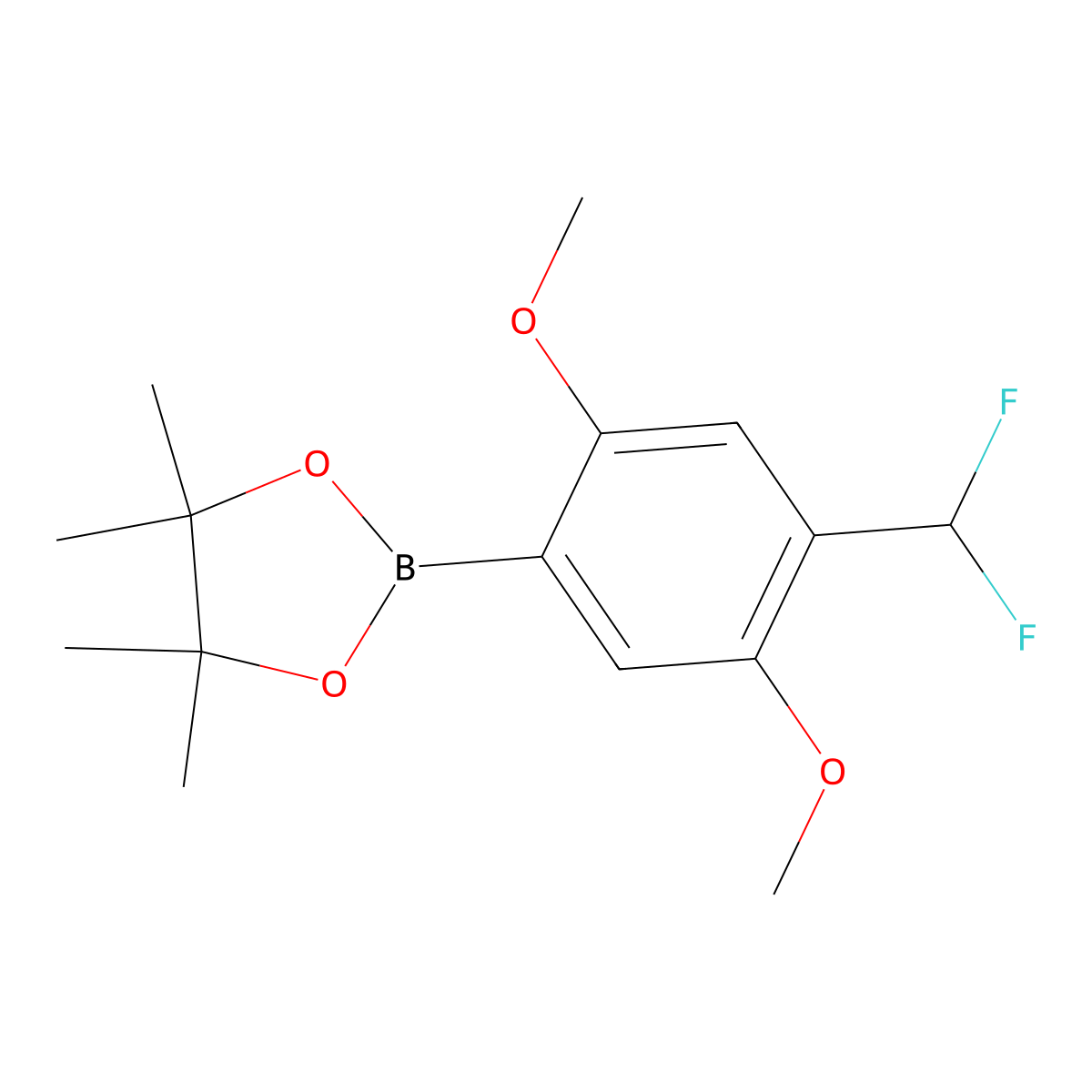 2-[4-(Difluoromethyl)-2,5-dimethoxyphenyl]-4,4,5,5-tetramethyl-1,3,2-dioxaborolane molecular structure, CAS 1443379-41-6