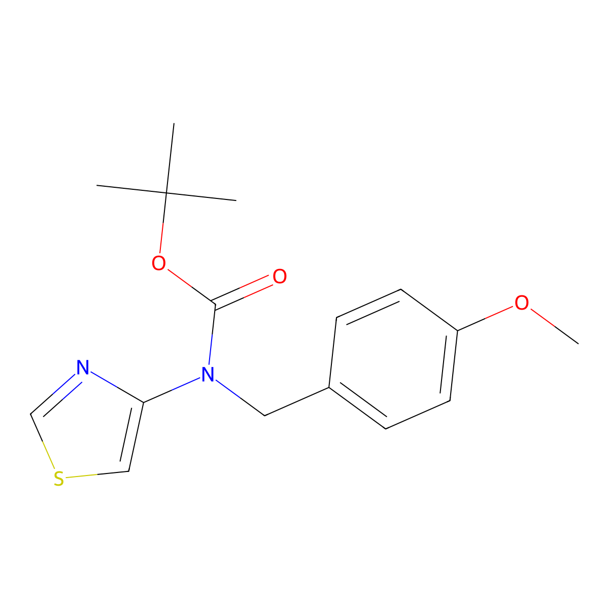 tert-butyl N-[(4-methoxyphenyl)methyl]-N-(1,3-thiazol-4-yl)carbamate molecular structure, CAS 1443379-44-9