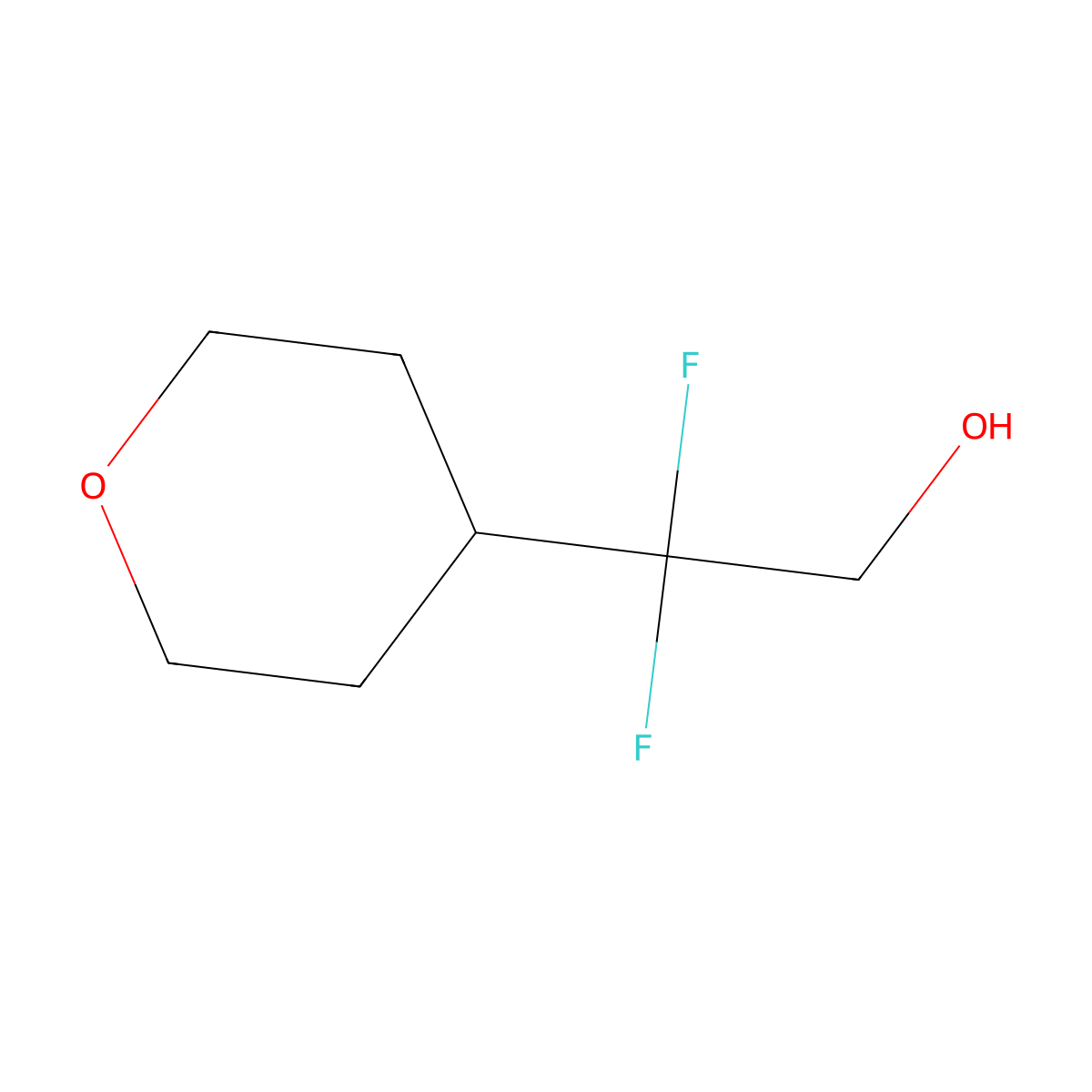 2,2-Difluoro-2-(oxan-4-yl)ethan-1-ol molecular structure, CAS 1443380-09-3