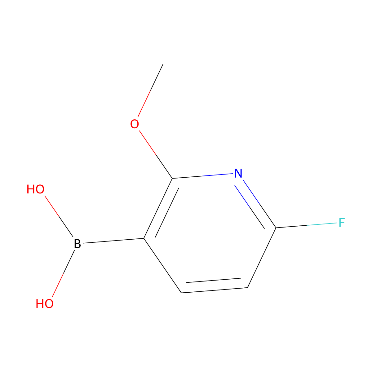 (6-Fluoro-2-methoxypyridin-3-yl)boronic acid molecular structure, CAS 1443380-14-0