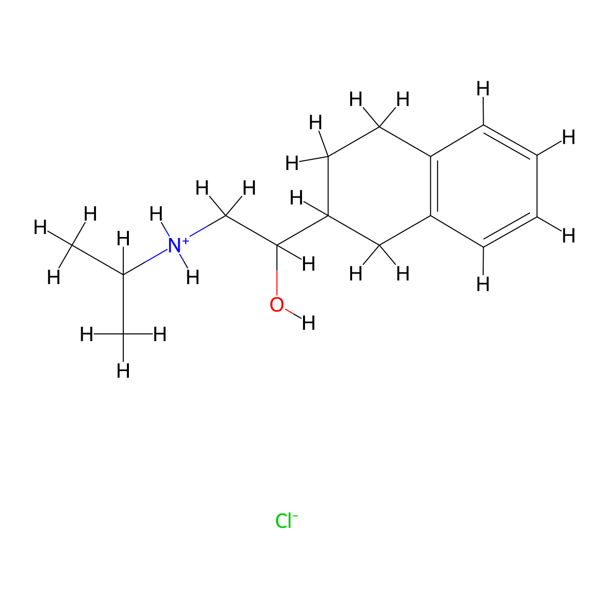 2-Naphthalenemethanol, 1,2,3,4-tetrahydro-alpha-(((1-methylethyl)amino)methyl)-, hydrochloride (1:1) molecular structure, CAS 14434-31-2
